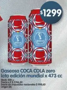 Supermercados Buenos Días Coca cola gaseosa zero lata edición mundial oferta