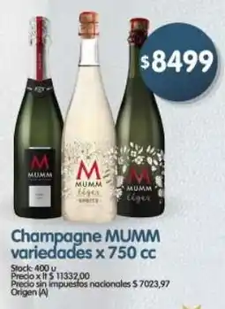 Supermercados Buenos Días Mumm champagne variedades oferta