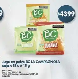 Supermercados Buenos Días Bc la campagnola jugo en polvo caja oferta