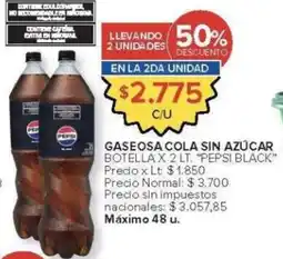 Carrefour Pepsi black gaseosa cola sin azúcar botella oferta