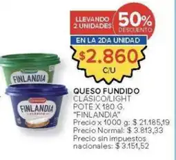 Carrefour Finlandia queso fundido clásico/light pote oferta