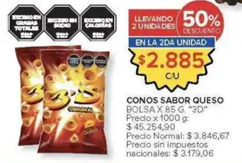 3D conos sabor queso bolsa