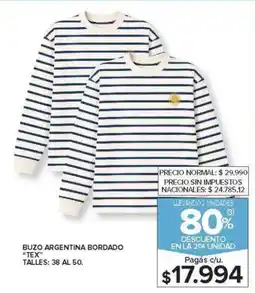 Carrefour Tex buzo argentina bordado oferta