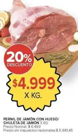 Carrefour Pernil de jamón con hueso/ chuleta de jamón oferta