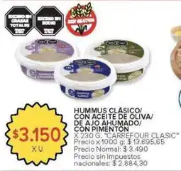 Carrefour Hummus clásico/ con aceite de oliva/ de ajo ahumado con pimenton oferta