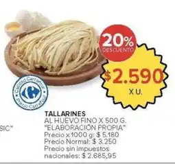 Carrefour Elaboración propia tallarines al huevo fino oferta
