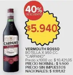 Carrefour Carpano vermouth rosso botella oferta