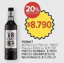 Carrefour 1882 fernet botella oferta