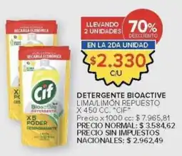 Carrefour Cif detergente bioactive lima/limón repuesto oferta