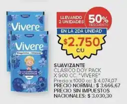 Carrefour Vivere suavizante clásico doy pack oferta