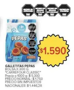 Carrefour Carrefour classic galletitas pepas bolsa oferta