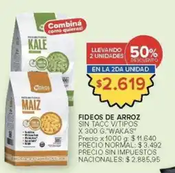 Carrefour Wakas fideos de arroz sin tacc v/tipos oferta