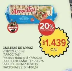 Carrefour Arrocitas galletas de arroz v/tipos oferta
