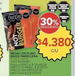 Carrefour Not burger medallón plant based parrillera oferta