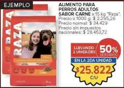 Carrefour Raza alimento para perros adultos sabor carne oferta
