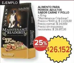 Carrefour Maintenance criadores alimento para perros adultos sabor carne y pollo oferta