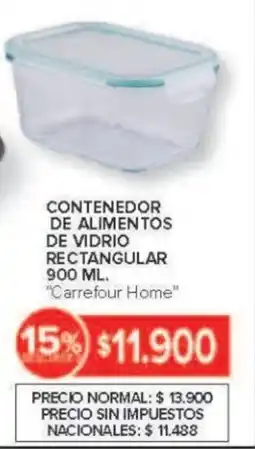 Carrefour Carrefour home contenedor de alimentos de vidrio rectangular oferta