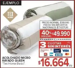 Carrefour Tex home basic acolchado micro rayado queen oferta