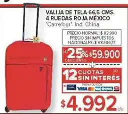 Carrefour Carrefour valija de tela 4 ruedas roja méxico oferta