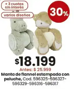 Coto Manta de flannel estampada con peluche oferta