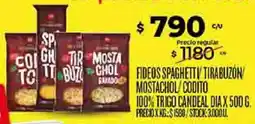 Supermercados DIA Dia fideos spaghetti tirabuzón/ mostachol/codito 100% trigo candeal oferta
