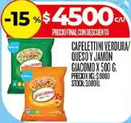 Supermercados DIA Giacomo capelettini verdura/ queso y jamón oferta
