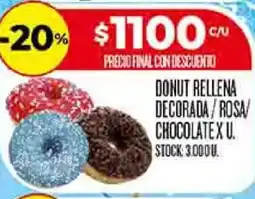 Supermercados DIA Donut rellena decorada/rosa chocolate oferta