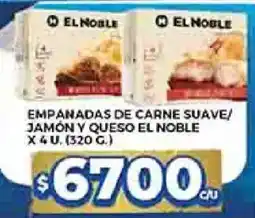 Supermercados DIA El noble empanadas de carne suave/ jamón y queso oferta