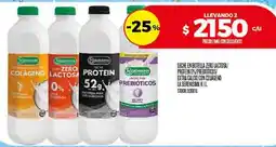Supermercados DIA La serenisima leche en botella zero lactosa/ protein on/prebioticos/ extra calcio con colageno oferta