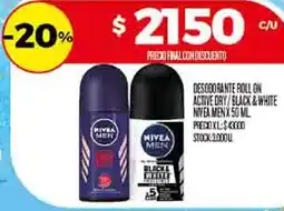 Supermercados DIA Nivea men desodorante roll on active dry/black&white oferta