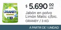 El Milagro Mayorista Granby jabón en polvo limón matic c/bic. oferta
