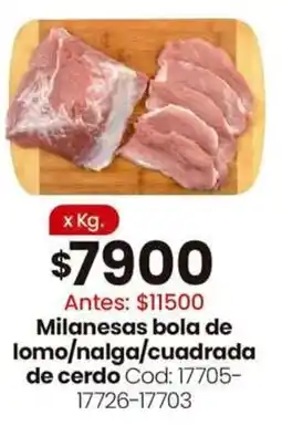 Coto Milanesas bola de lomo/nalga/cuadrada de cerdo oferta