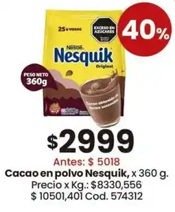 Coto Nesquik cacao en polvo oferta