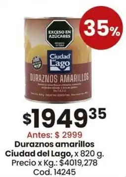 Coto Ciudad del lago duraznos amarillos oferta