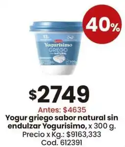 Coto Yogurisimo yogur griego sabor natural sin endulzar oferta