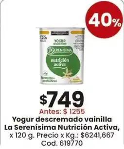 Coto La serenísima nutrición activa yogur descremado vainilla oferta