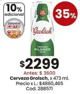 Coto Grolsch cerveza oferta