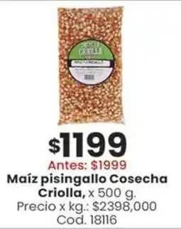 Coto Criolla maíz pisingallo cosecha oferta