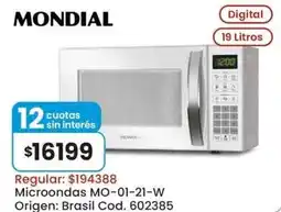 Coto Mondial microondas MO-01-21-W oferta