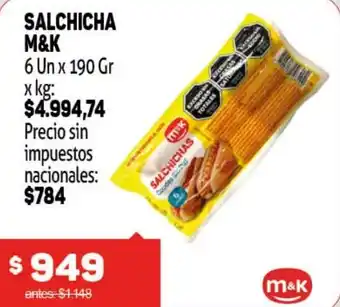 Makro M&K salchicha oferta