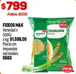 Makro M&K fideos variedad oferta