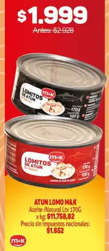 Makro M&K atún lomo aceite /natural oferta