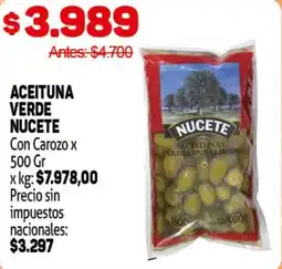 Makro Aceituna verde nucete con carozo oferta