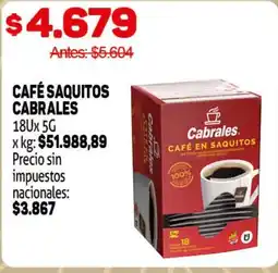 Makro Cabrales café saquitos oferta
