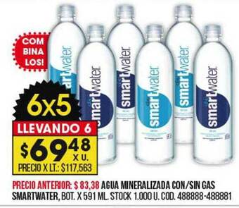 Coto Agua Mineralizada Con Sin Gas Smartwater oferta