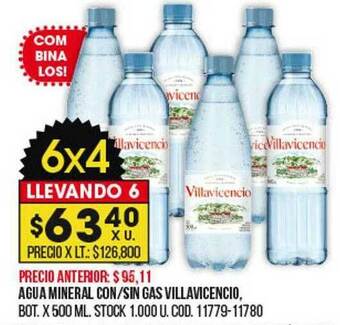 Coto Agua Mineral Con Sin Gas Villavicencio oferta