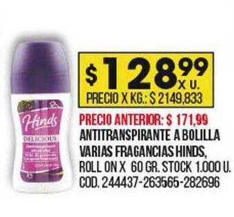 Coto Antitranspirante A Bolilla Varias Fragancias Hinds oferta
