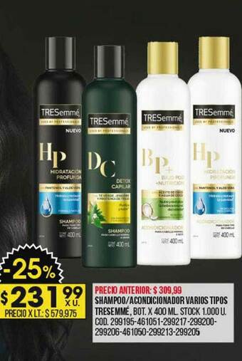 Coto Shampoo Acondicionador Varios Tipos Tresemmé oferta