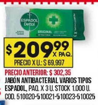 Coto Jabón Antibacterial Varios Tipos Espadol oferta