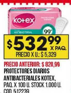 Coto Protectores Diario Antibacteriales Kotex oferta